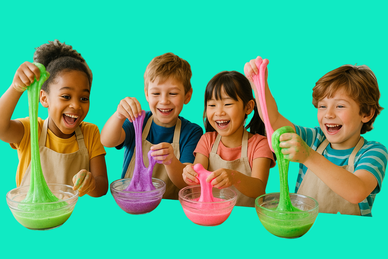 Kids making slime