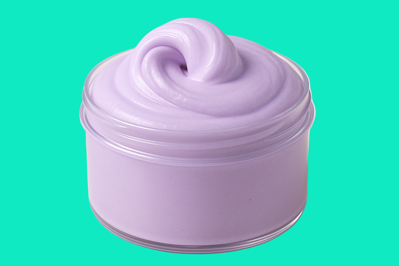Light Purple buttery slime in a container