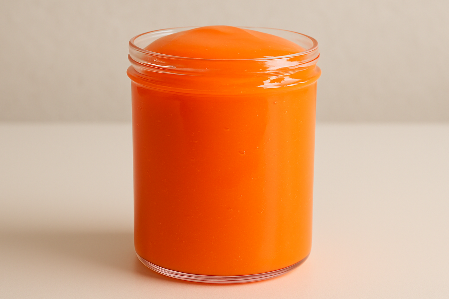 plain orange slime in a slightly tall container